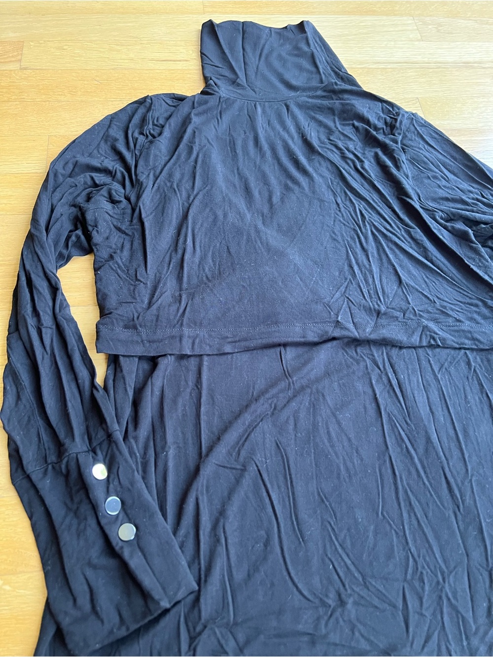 Seraphine Black NURSING Turtleneck top Bamboo Essentials XL, lift front nursing